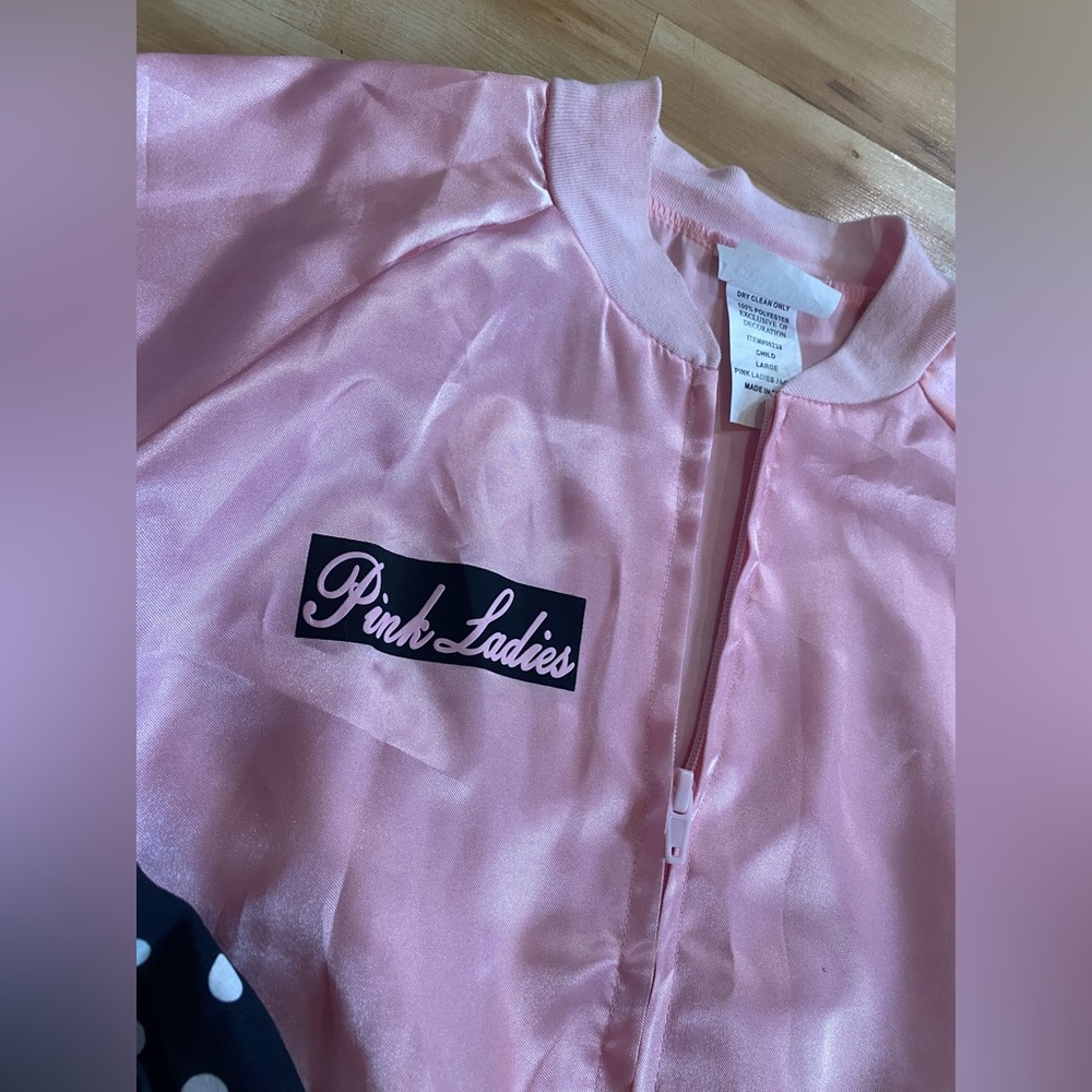 Girls Pink Ladies GREASE Satin Jacket & Scarf Sz Large